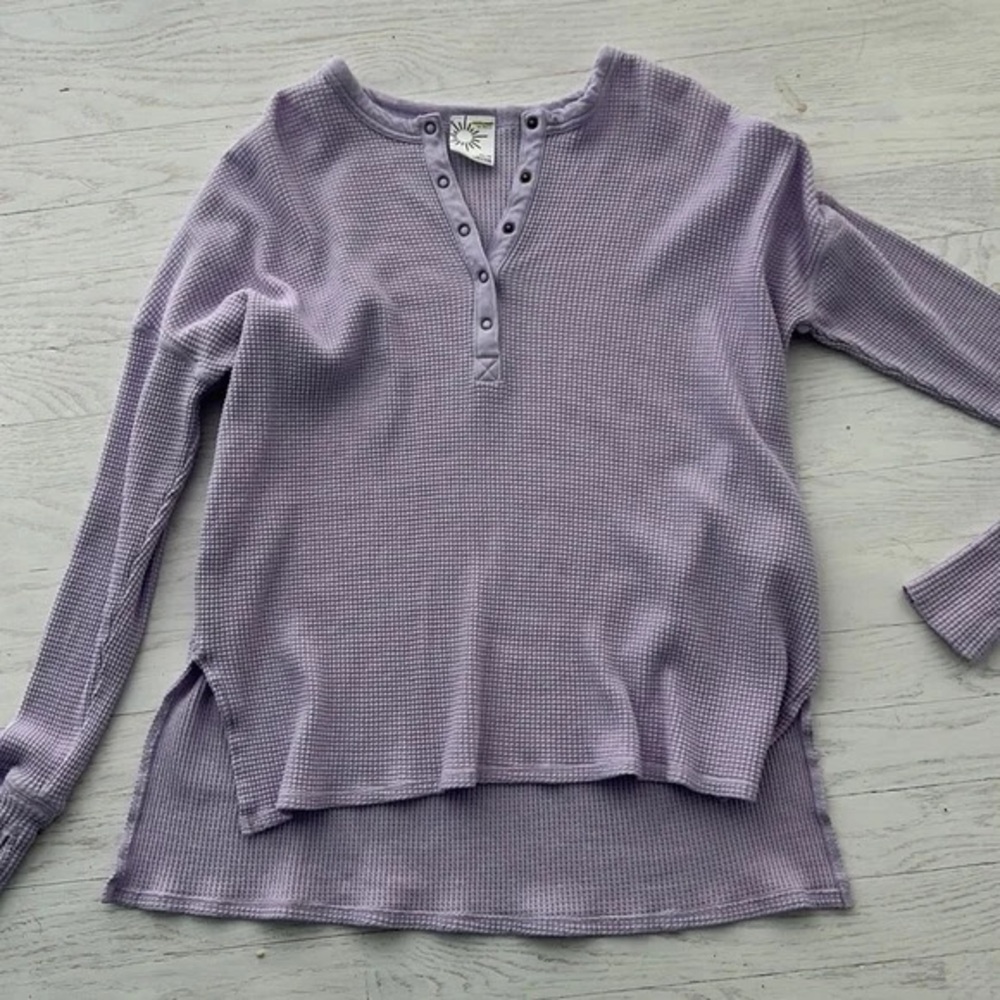 Aerie Lavender Waffle Knit Henley